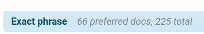 snippet of total and preferred document count in header